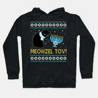 Meowzel Tov Black Cat Funny Hanukkah Chanukah Men Women Kids Hoodie